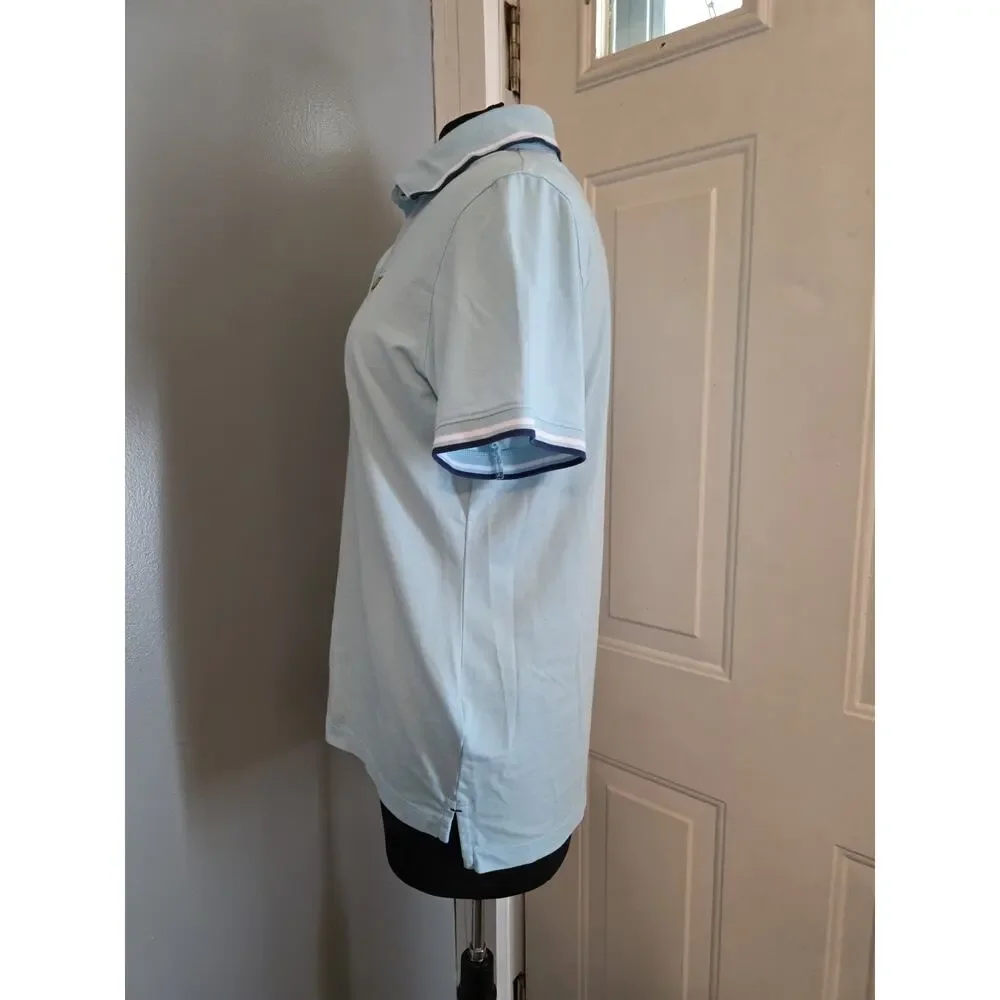 Magnolia Lane Womans Golf Shirt Blue Masters Logo Cotton Polo Size L